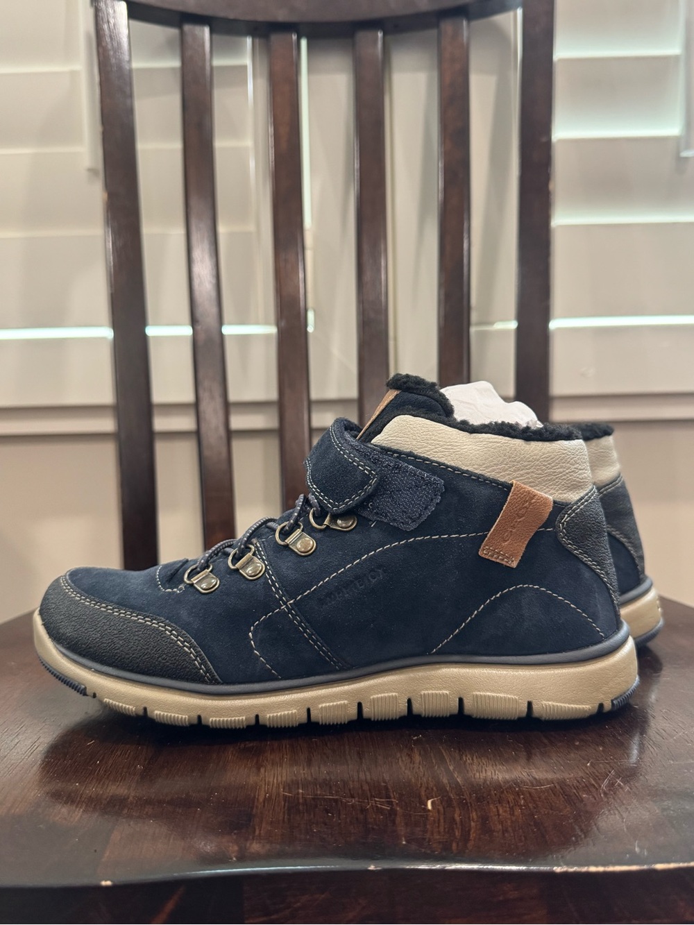 GEOX Kids Navy Suede Lace-Up Casual Shoes - Picture 3 of 7